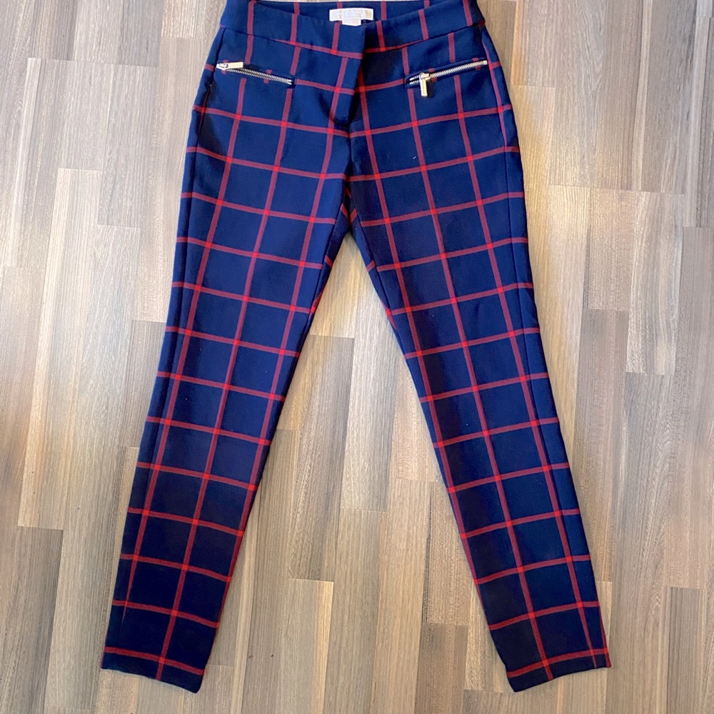 NWOT Navy/Red Plaid Micheal Kors Women’s Slacks